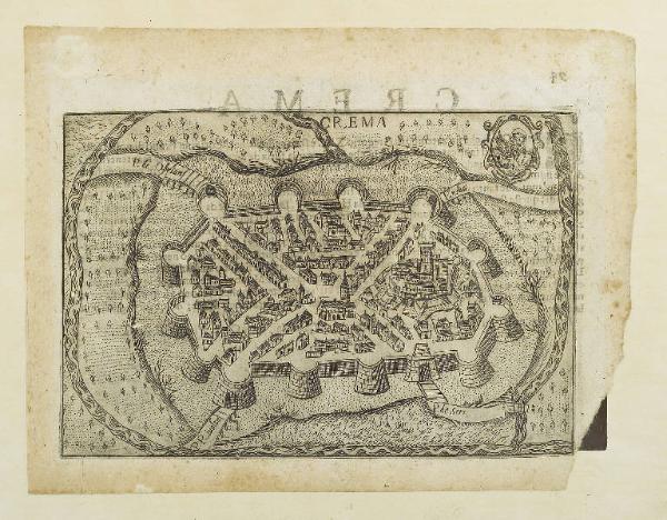 Francesco Bertelli, Pianta della Città di Crema, acquafort, post 1629